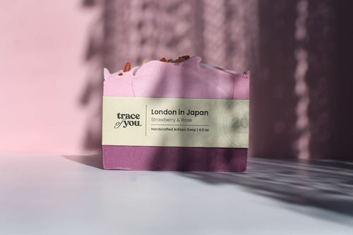 Bar of soap with a label on a light background