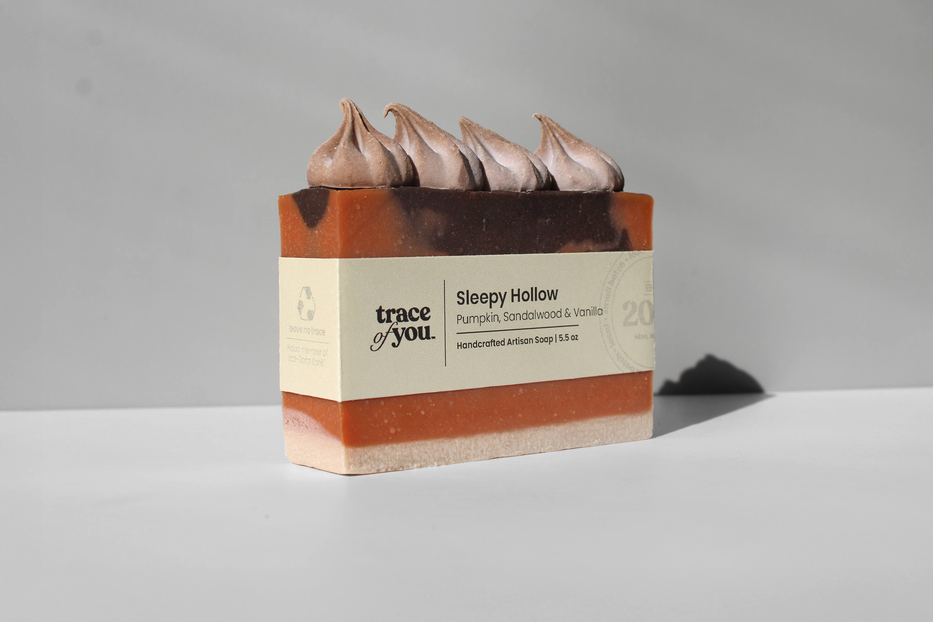 Box of 'Sleepy Hollow' bath soap with a gray background
